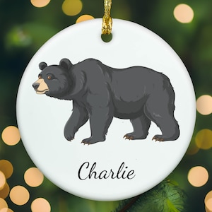 Personalized Black Bear ornament, Black Bear Christmas ornament, Black Bear xmas ornament, APR011