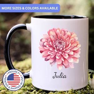November Personalized Birth Flower Mug Chrysanthemum Name Mug, Chrysanthemum Birth Flower Cup, Chrysanthemum Custom Gift for Her, APO123