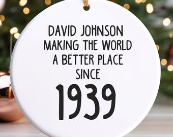 Personalized 85th birthday ornament, 85th ornament, 1939 ornament, 85 christmas ornament, personalized ornament, APR001