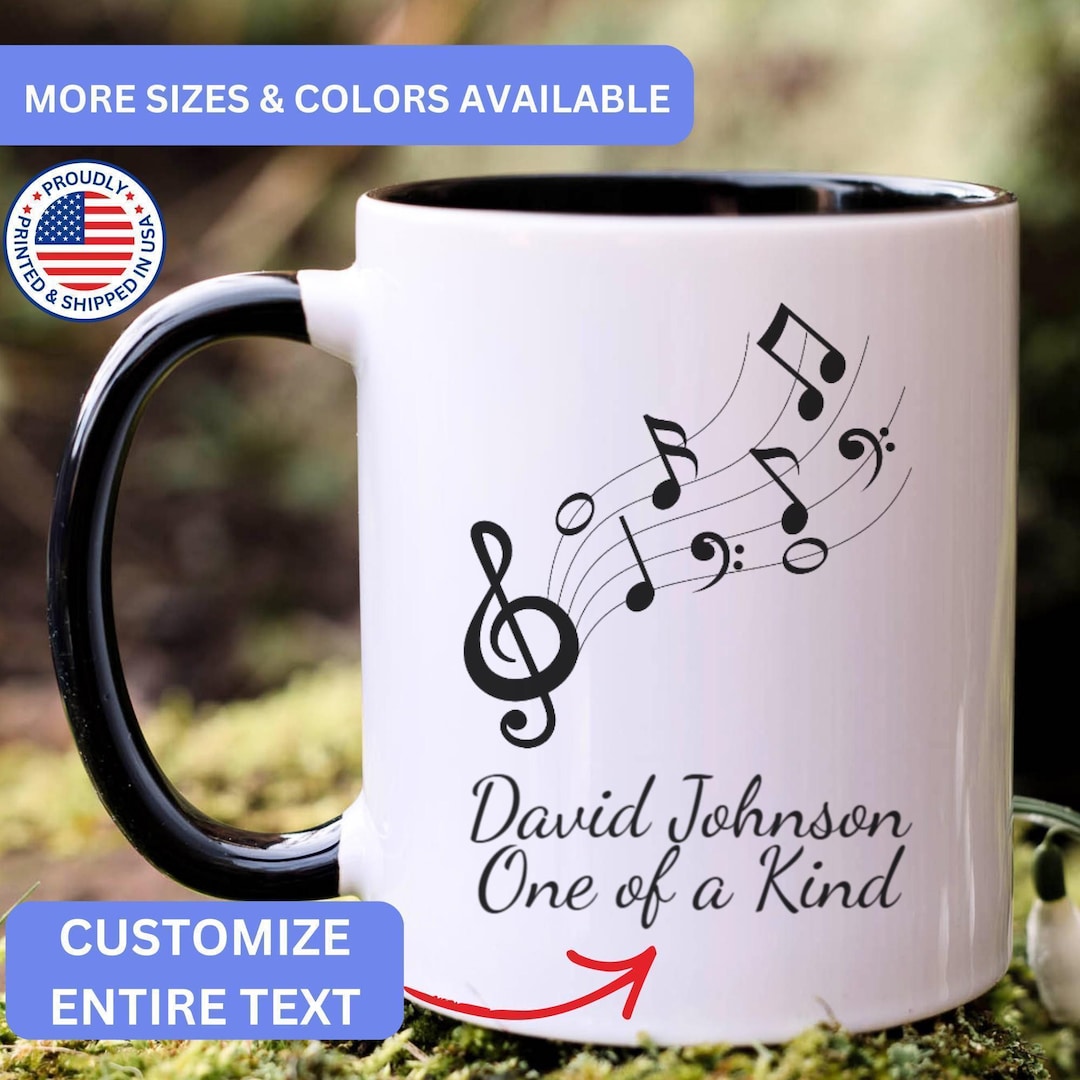Personalized Music Notes Mug, Custom Music Notes Mug, Music Notes Gift ...