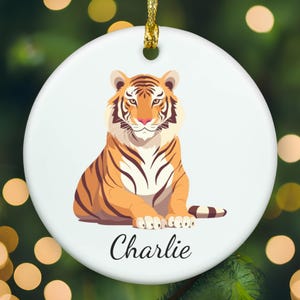 Personalized tiger ornament, tiger Christmas ornament, tiger xmas ornament, APR011