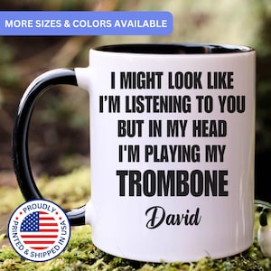 Trombone mug, trombone gift, trombone gifts, trombone coffee mug, trombone cup, APO116