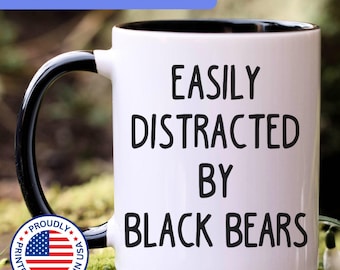 Black Bear mug, easily distracted by Black Bears, Black Bears gift, Black Bear coffee mug, APO030