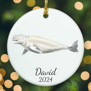 Personalized Beluga ornament, beluga Christmas ornament, beluga xmas ornament, APR011