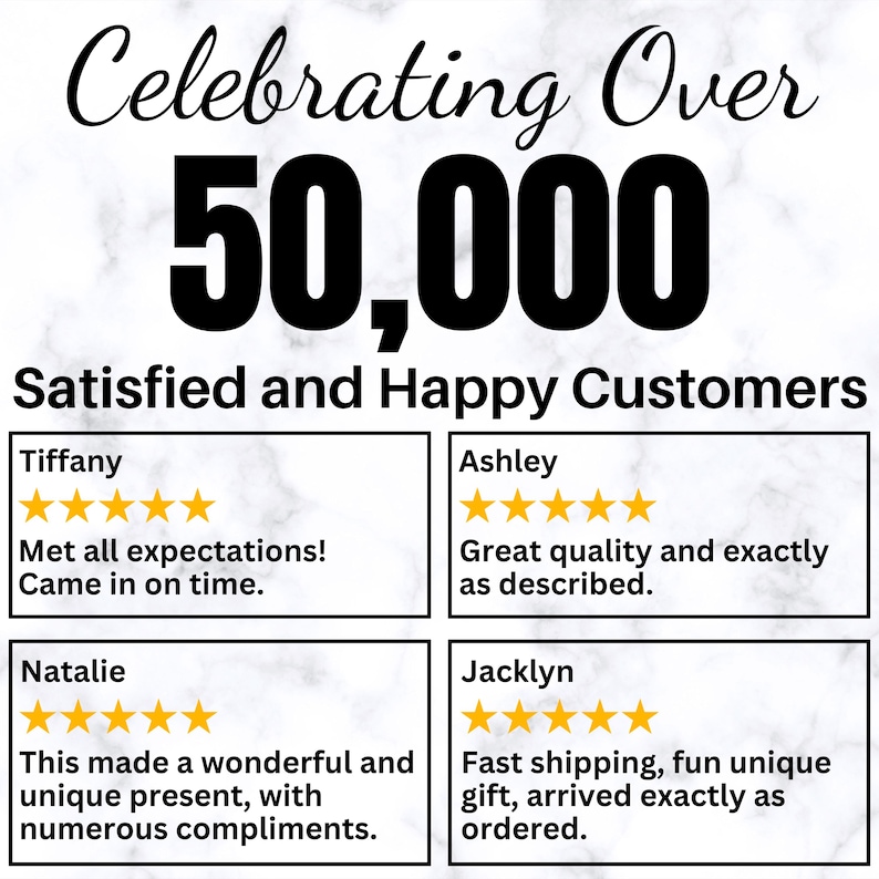 The image is a collage of four customer reviews, each featuring a different name and rating. The reviews are focused on the quality and satisfaction of the products or services provided.