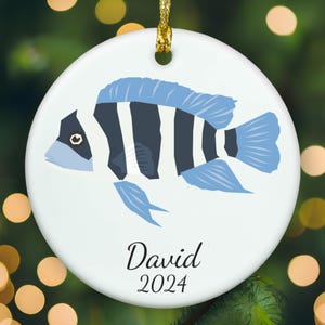 Personalized Cichlid ornament, Cichlid Christmas ornament, Cichlid xmas ornament, APR011