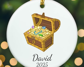 Personalized Treasure Chest ornament, Treasure Chest Christmas ornament, Treasure Chest xmas ornament, APR018