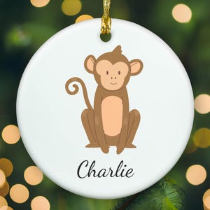 Personalized Monkey ornament, Monkey Christmas ornament, Monkey xmas ornament, APR011