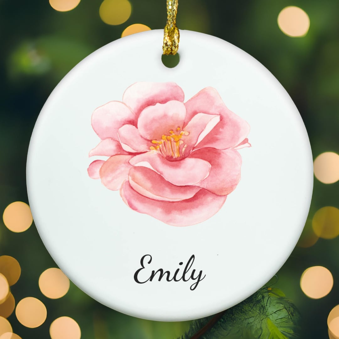 Camellia Ornament, Camellia Name Ornament, Camellia Flower Ornament