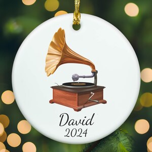 Personalized Gramophone ornament, gramophone Christmas ornament, gramophone xmas ornament, APR008