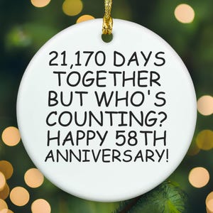 58th anniversary ornament, 58th anniversary gift, 58 year anniversary, 58th wedding anniversary, APR003