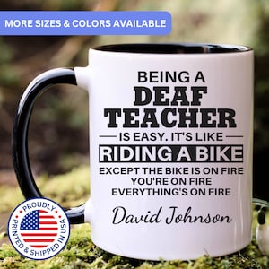 Deaf Teacher mug, deaf teacher gifts, gift for deaf teacher gift idea, deaf teacher coffee mug, APO045