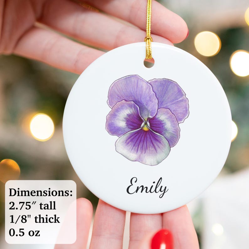 Pansy Ornament, Pansy Name Ornament, Pansy Flower Ornament, Pansy
