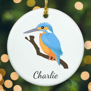 Personalized Kingfisher ornament, Kingfisher Christmas ornament, Kingfisher xmas ornament, APR011