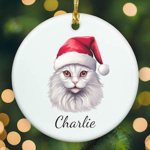 Personalized Turkish Angora cat ornament, Turkish Angora cat Christmas ornament, Turkish Angora cat xmas ornament, APR013