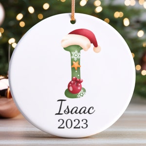 Custom Initial Ornament, Letter I Name Ornament, 2023 Family Ornament, Personalized, Christmas gift, Family Keepsake, Monogram Ornament, A02