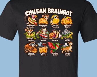 Chilean Brainrot Meme Characters T-Shirt, Chilean Heritage Gen Z Meme Tee, APY001