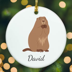 Personalized marmot ornament, marmot Christmas ornament, marmot xmas ornament, APR011