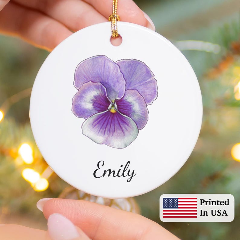 Pansy Ornament, Pansy Name Ornament, Pansy Flower Ornament, Pansy