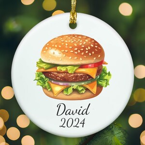Personalized Burger ornament, Burger Christmas ornament, Burger Xmas ornament, APR015