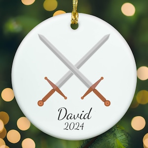 Personalized Sword Fighting ornament, Sword Fighting Christmas ornament, Sword Fighting xmas ornament, APR008