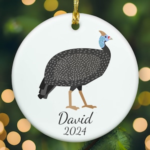 Personalized Guinea Fowl ornament, guinea fowl Christmas ornament, guinea fowl xmas ornament, APR011