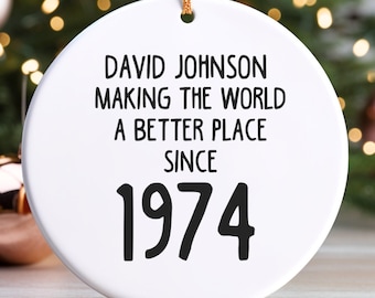 Personalized 50th birthday ornament, 50th ornament, 1974 ornament, 50 christmas ornament, personalized ornament, APR001
