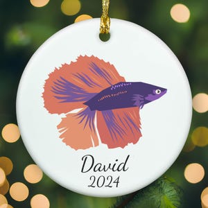 Personalized Betta Fish ornament, betta fish Christmas ornament, betta fish xmas ornament, APR011