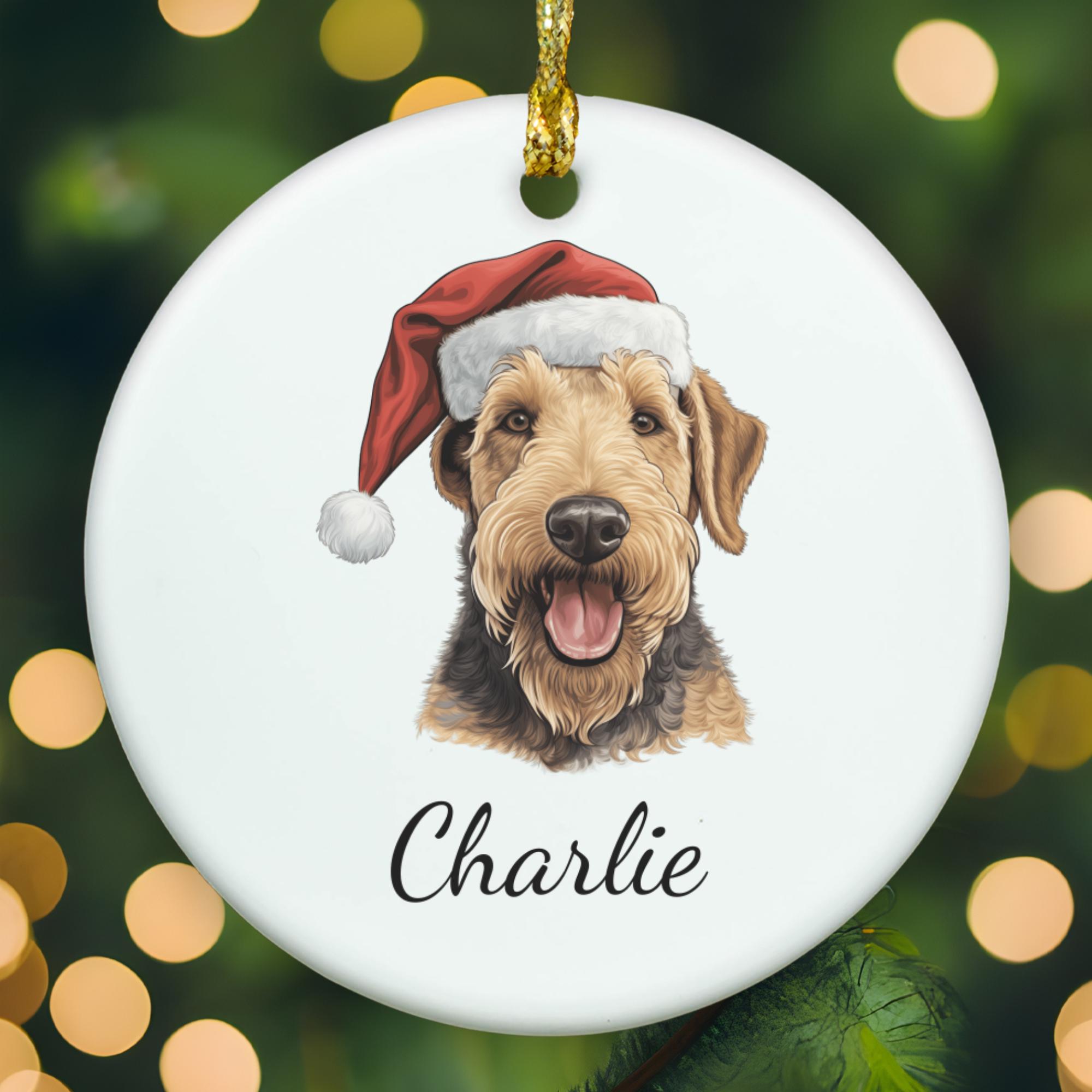 Airedale Terrier ornament, Airedale Terrier personalized ornament, Airedale Terrier memorial, Airedale Terrier christmas ornament, APR007