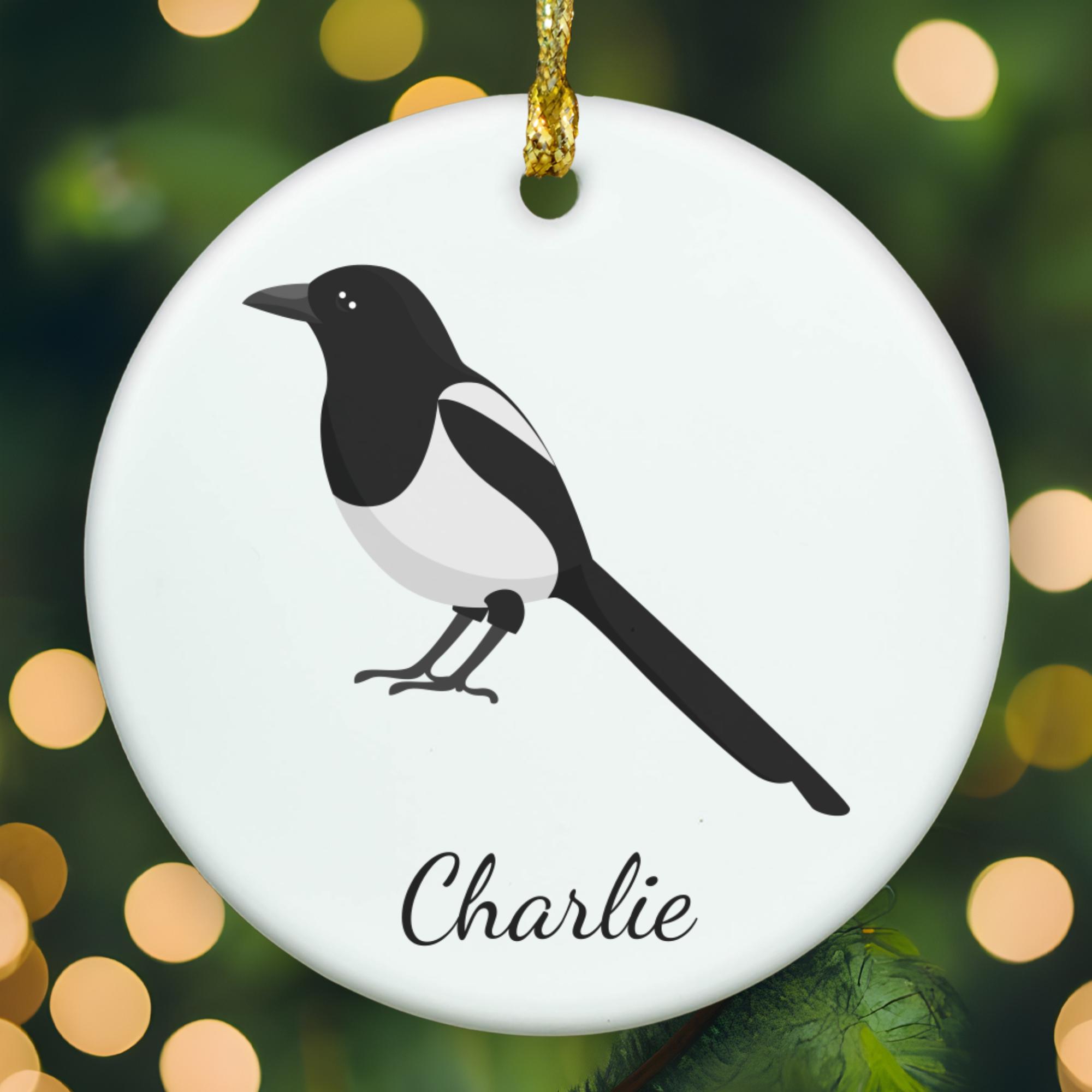 Personalized Magpie ornament, Magpie Christmas ornament, Magpie xmas ornament, APR011
