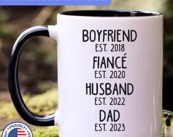 First Time Dad Gift From Wife, Gifts For New Dad, Boyfriend Fiance Husband Dad Mug Personalized, Pregnancy Reveal First Time Dad Gift