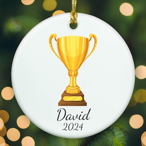 Personalized Trophy ornament, trophy Christmas ornament, trophy xmas ornament, APR015