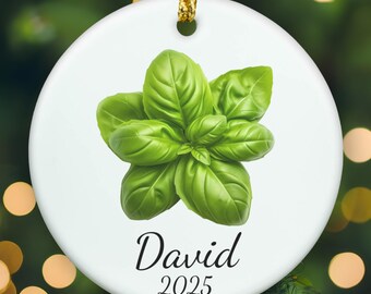 Personalized basil ornament, basil Christmas ornament, basil xmas ornament, APR015