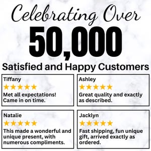 The image is a collage of four customer reviews, each featuring a different name and rating. The reviews are focused on the quality and satisfaction of the products or services provided.