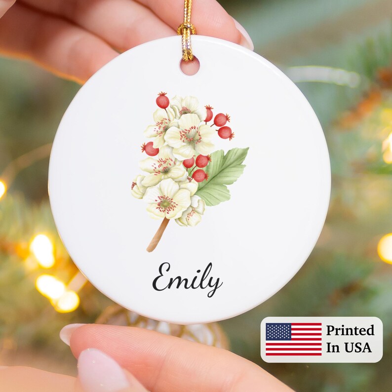 Hawthorn Ornament, Hawthorn Name Ornament, Hawthorn Flower Ornament