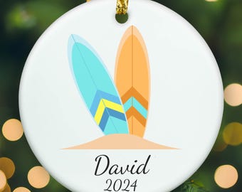 Personalized Surfboard ornament, Surfboard Christmas ornament, Surfboard xmas ornament, APR008