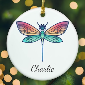 Personalized Dragonfly ornament, Dragonfly Christmas ornament, Dragonfly xmas ornament, APR011