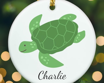 Personalized Turtle ornament, Turtle Christmas ornament, Turtle xmas ornament, APR011