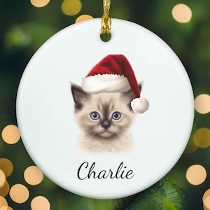 Personalized Siamese Kitten ornament, Siamese Kitten Christmas ornament, Siamese Kitten xmas ornament, APR013