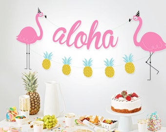 INSTANT DOWNLOAD - Tropical Flamingo Aloha Garland