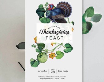 INSTANT DOWNLOAD - Editable Thanksgiving Invitation