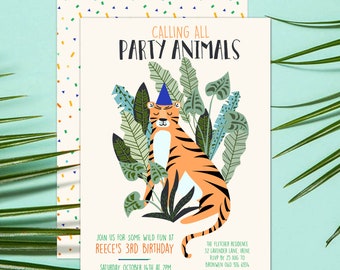 DOWNLOAD ISTANTANEO - Inviti per feste nella giungla / Invito alla festa tigre / Invito alla festa selvaggia