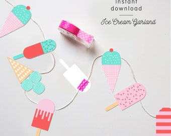 INSTANT DOWNLOAD - Ice Cream Garland | Ice Cream Banner