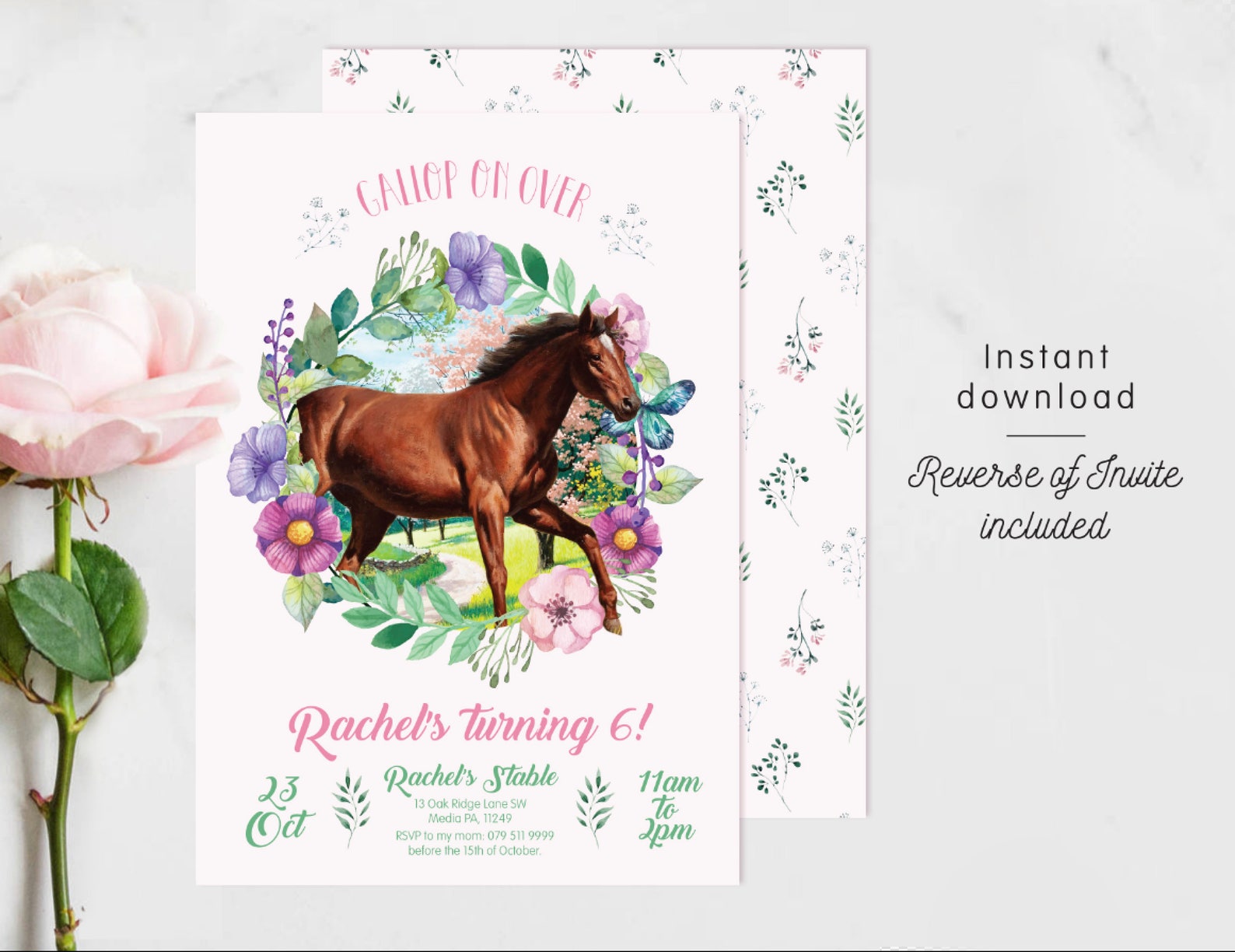 INSTANT DOWNLOAD Horse Party Invitation Horse Birthday Etsy