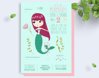 INSTANT DOWNLOAD - Mermaid Party Invitation - Mermaid Party Decorations - Instantly Download and Edit at home with Adobe Reader