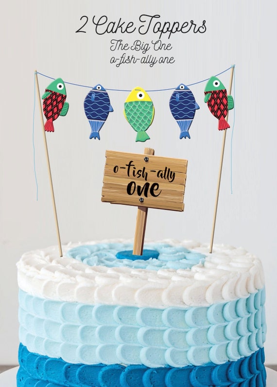 Instant Download The Big One Fishing Cake Topper Gone Etsy