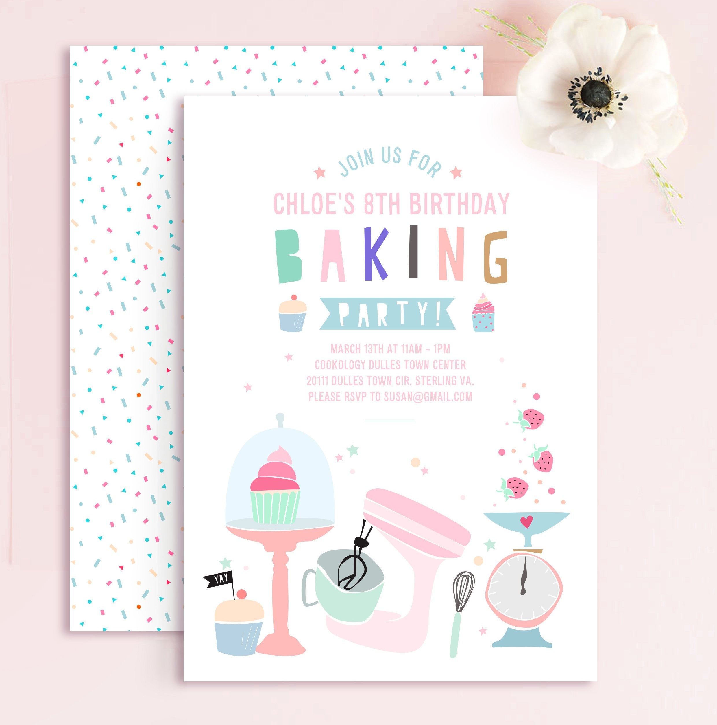 INSTANT DOWNLOAD Baking Birthday Invite Baking Invitation Etsy