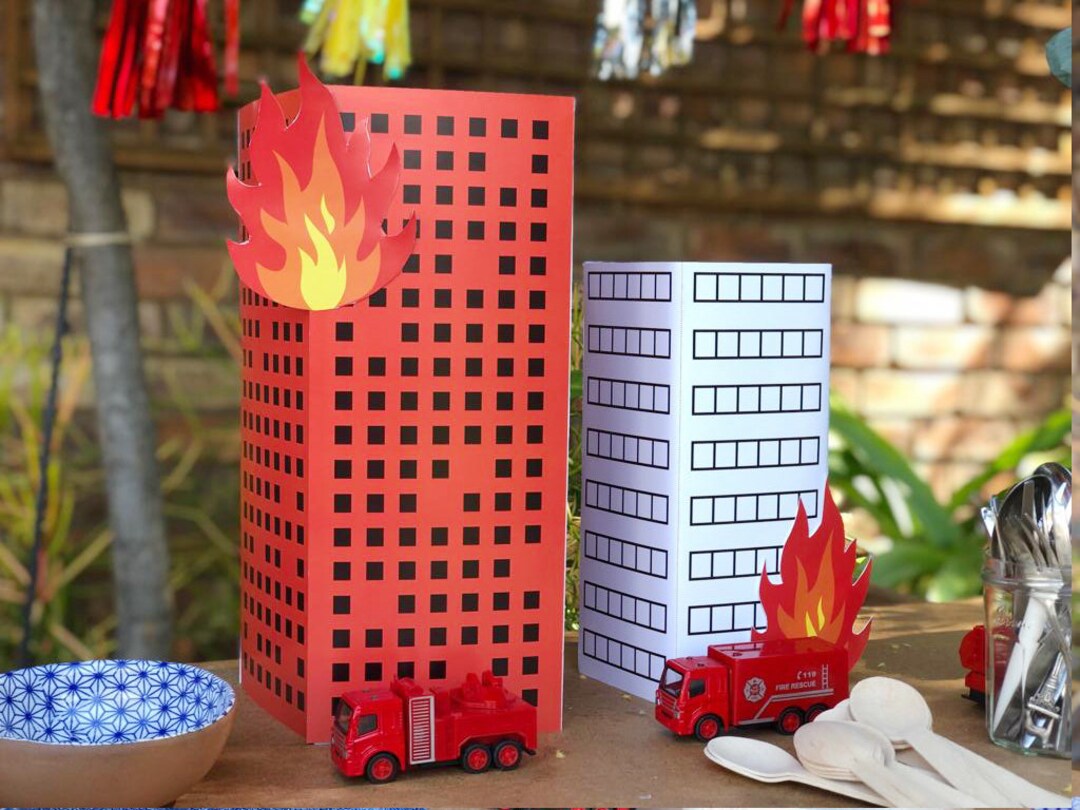 INSTANT DOWNLOAD Fireman Party Firefighter Party Burning Buildings ...