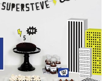 INSTANT DOWNLOAD - Superhero Buildings | Superhero Table Decor | Superhero Party Decor