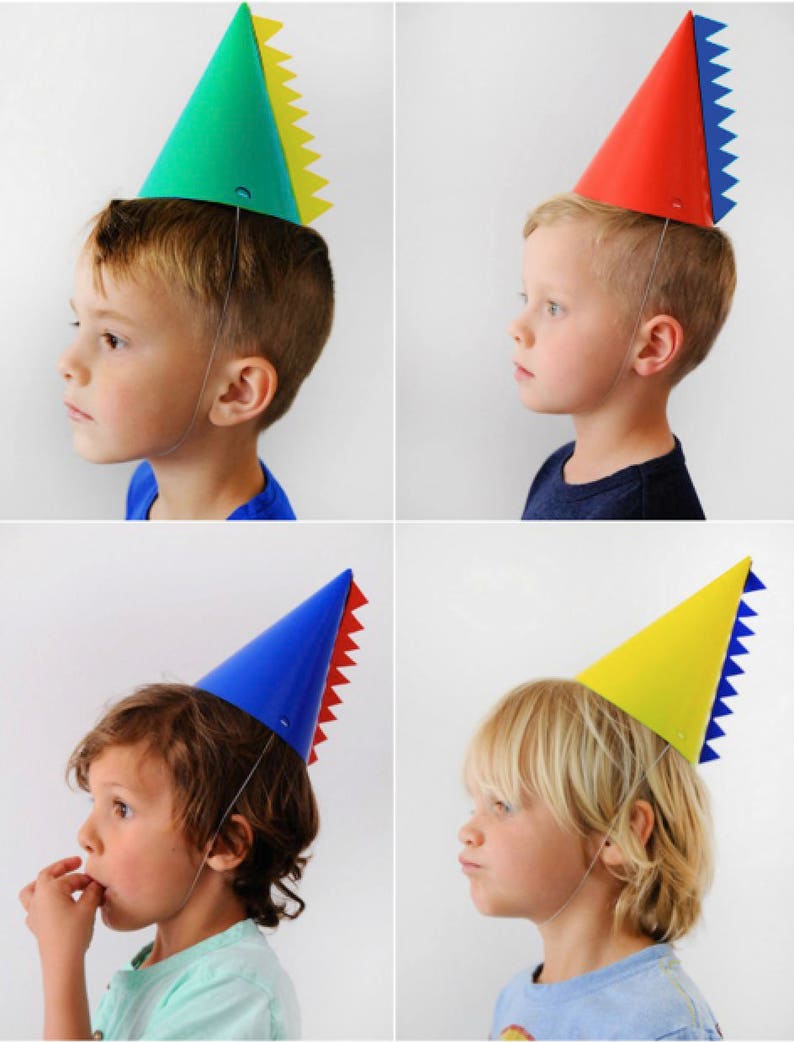 PRINTABLE X4 Dinosaur party Hat Dinosaur Party Decorations Dinosaur Party Printables image 1